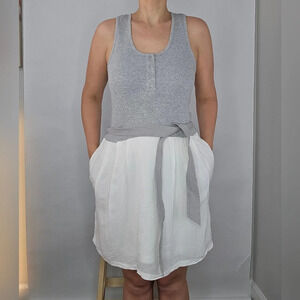 Reiss Zeta Jersey Knit Top Mixed Media Belted Mini Dress Size US 8